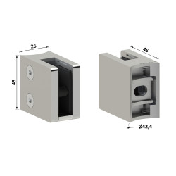 Svorka skla na trubku ø42.4mm s podložkou, AISI304 Svorka skla na trubku ø42.4mm s podložkou, AISI304